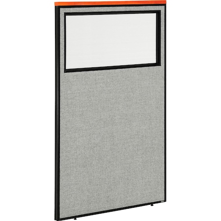Interion By Global Industrial Interion Deluxe Office Partition Panel with Partial Window, 36-1/4inW x 61-1/2inH, Gray 694667WGY